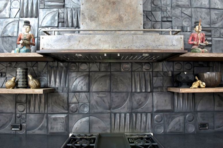 Geometric Ceramic Tile Stove Backsplash
